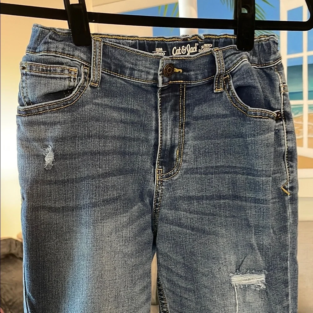 Cat & Jack Blue Slim-Fit Distressed Jeans
